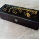 Glove box in lacquered wood decorated with a crane among bamboos. China, Japan?