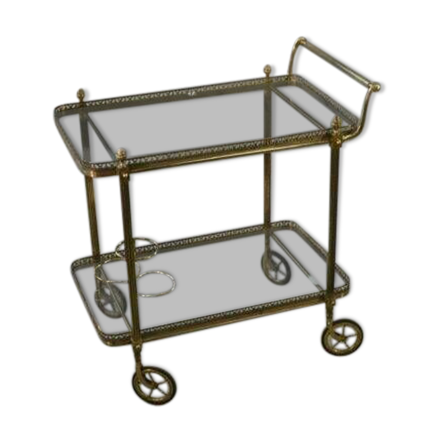 Neoclassical brass and glass serving trolley attributed to Maison Jansen, 1960s