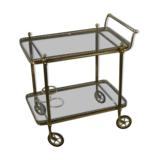 Neoclassical brass and glass serving trolley attributed to Maison Jansen, 1960s