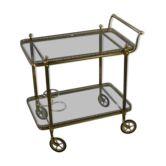 Neoclassical brass and glass serving trolley attributed to Maison Jansen, 1960s