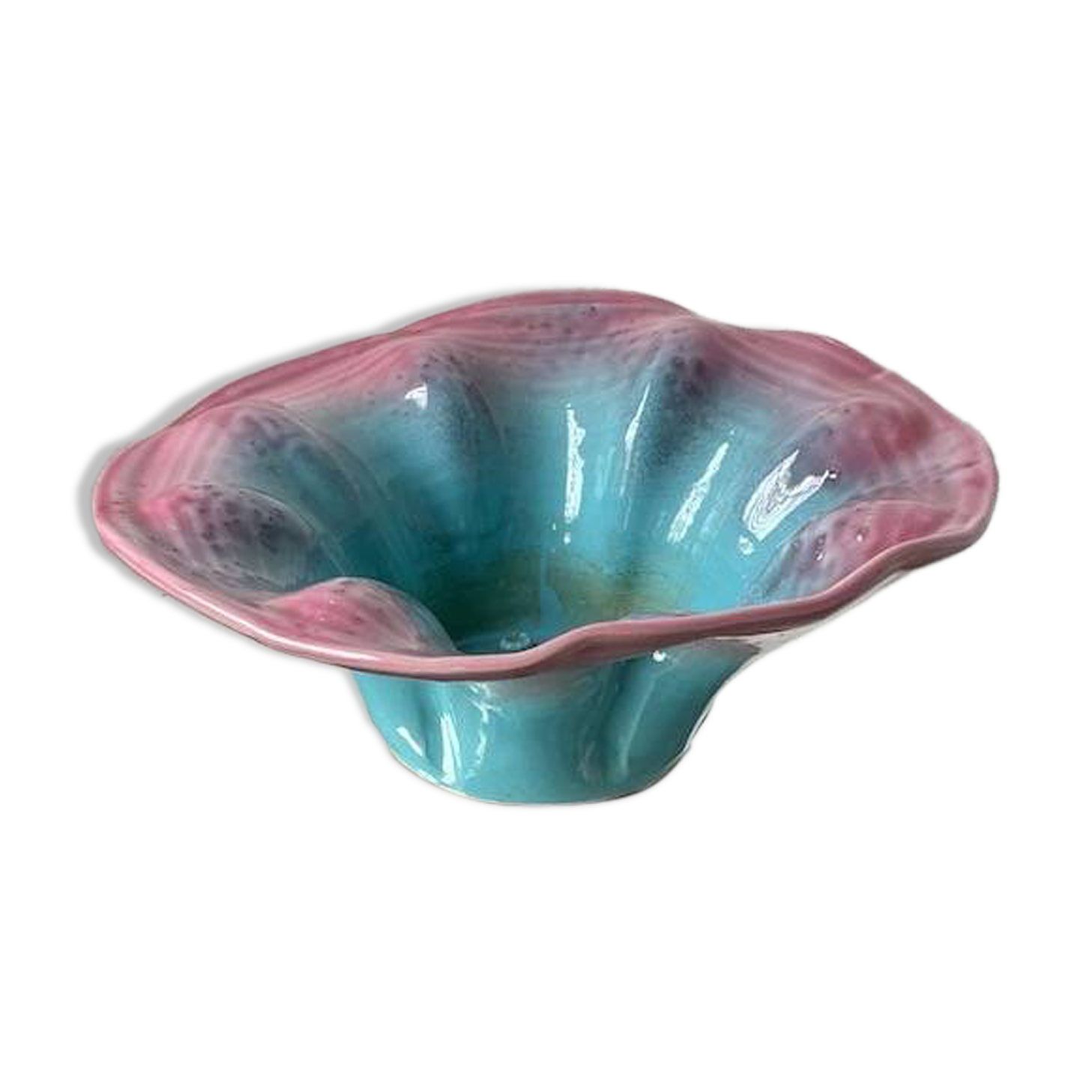 Blue and pink ceramic dish