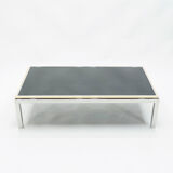 Table basse chrome et laiton 1970