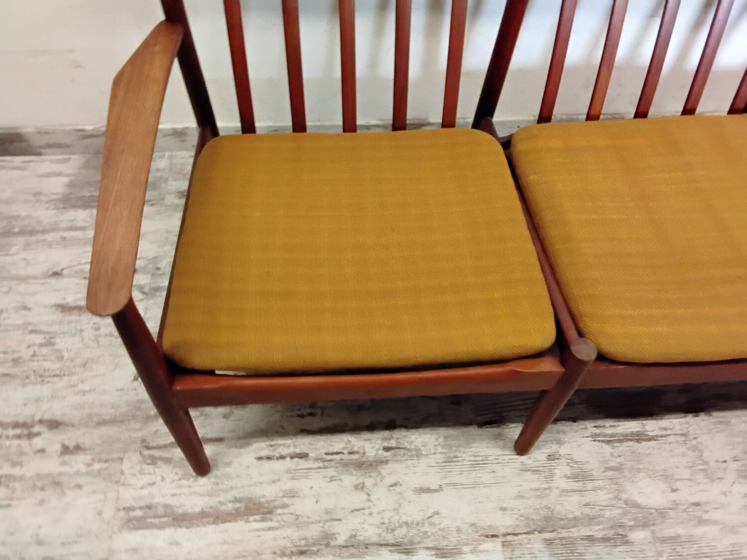 Vintage Scandinavian bench and armchairs for Glostrup 1960