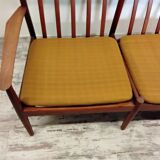 Vintage Scandinavian bench and armchairs for Glostrup 1960