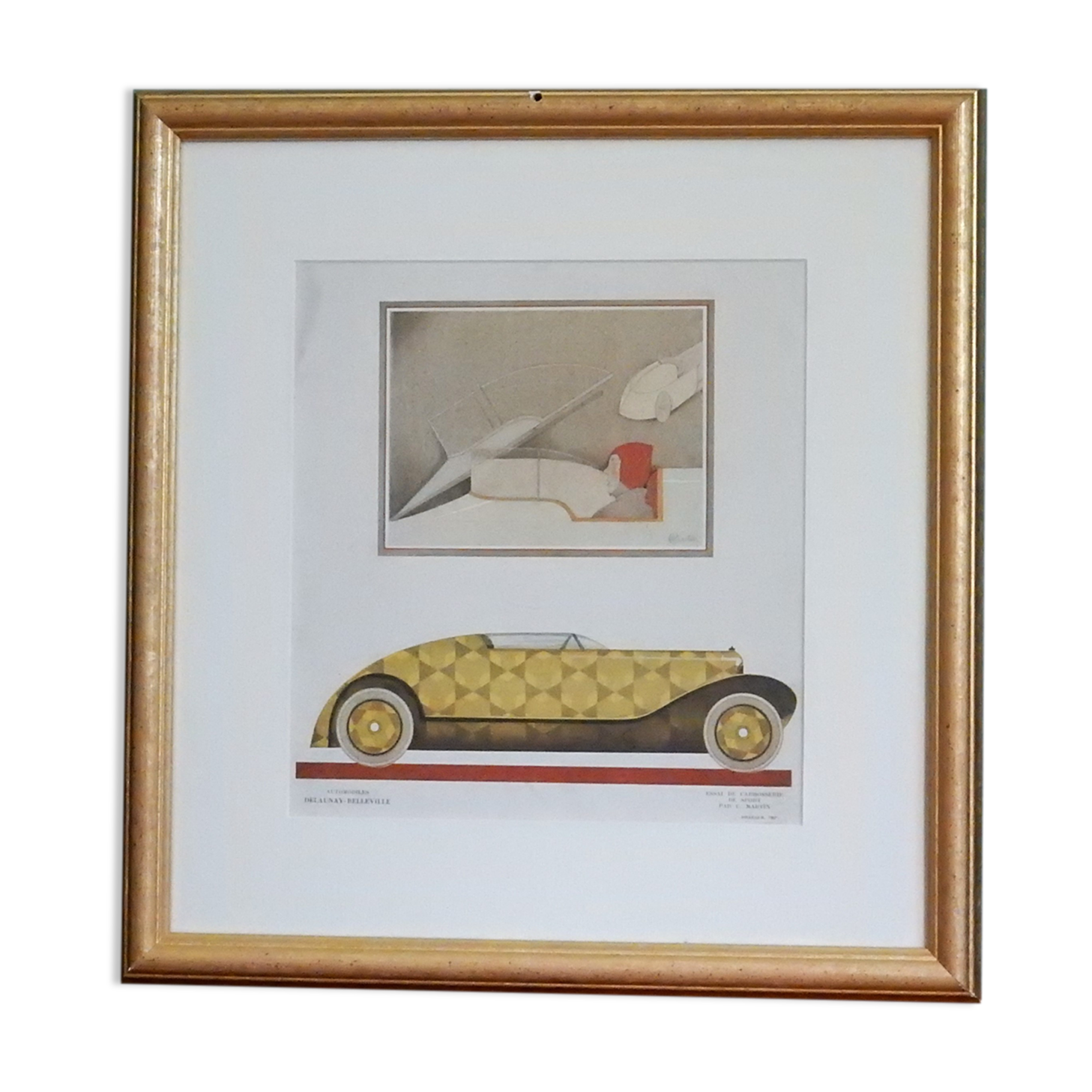 Art Deco illustration luxury car Delaunay Belleville by Charles Martin in 1924