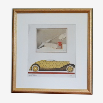 Illustration Art Déco voiture de luxe Delaunay Belleville par Charles Martin en 1924