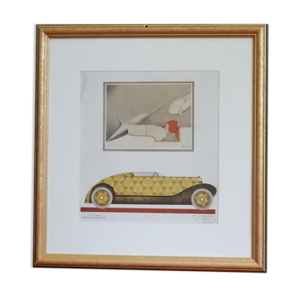 Illustration Art Déco voiture de luxe Delaunay Belleville par Charles Martin en 1924