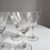 Set of 7 chiseled crystal glasses