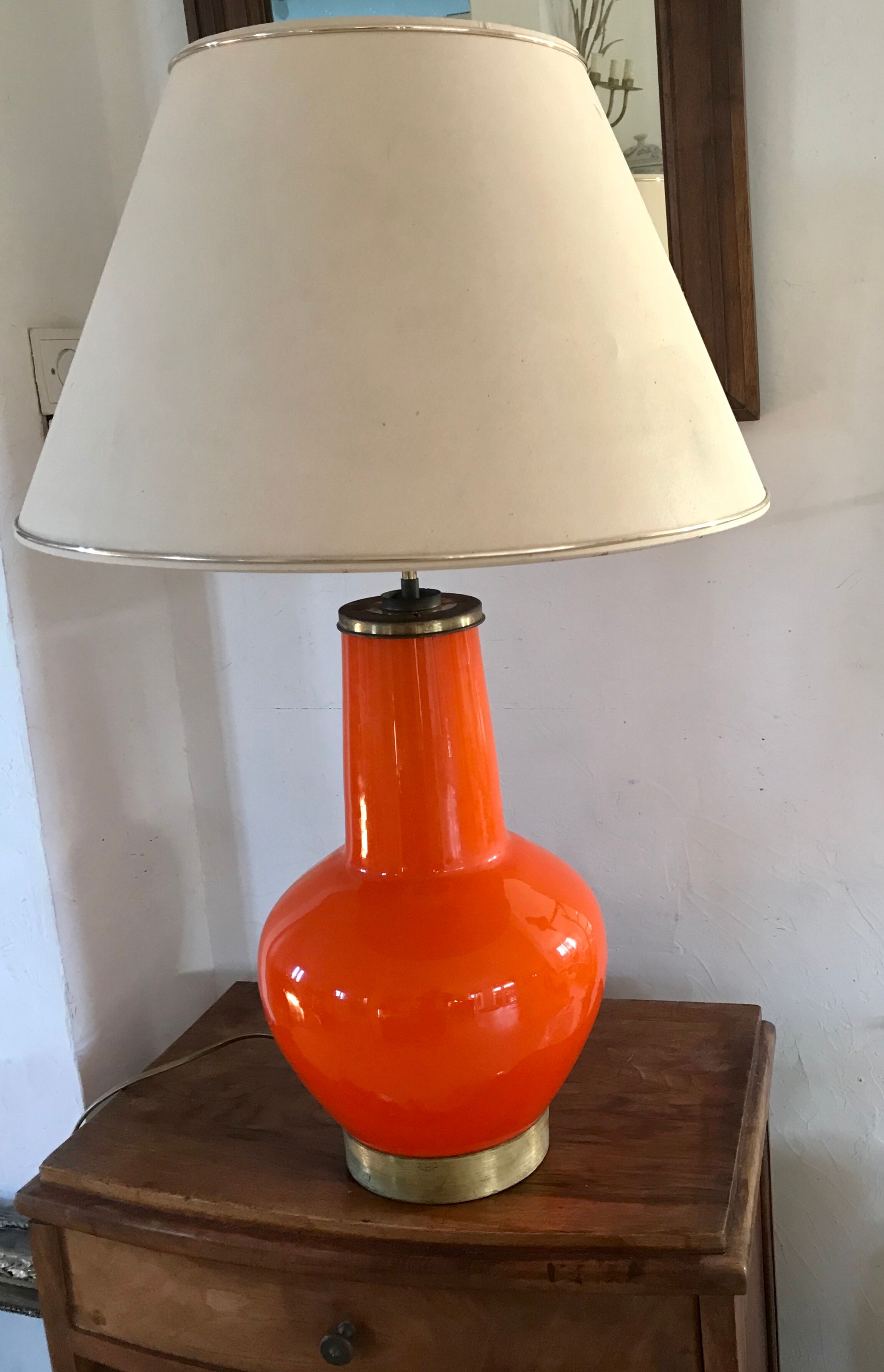 70's dual-light opaline lamp