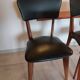 5 chairs in wood and black faux leather, Scandinavian style