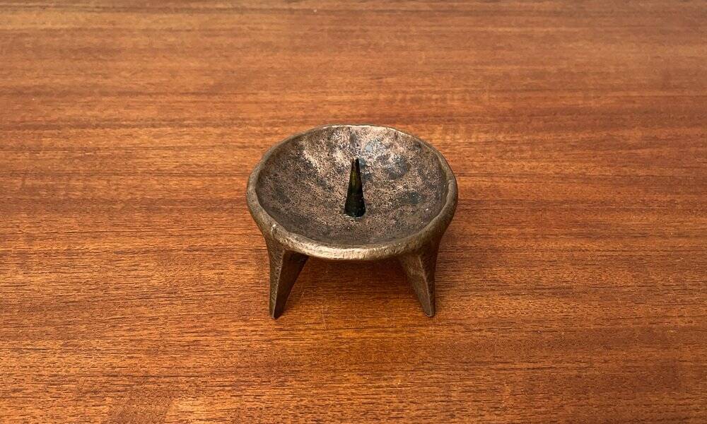 Brutalist Mid-Century Candle Holder in Bronze, 1960s