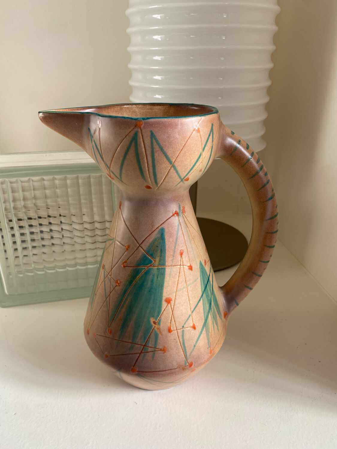 Vase or ceramic pitcher signed François Ré Vallauris 50s