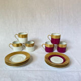 Set of 6 cups and cups manufacture royale limoge gold inlay