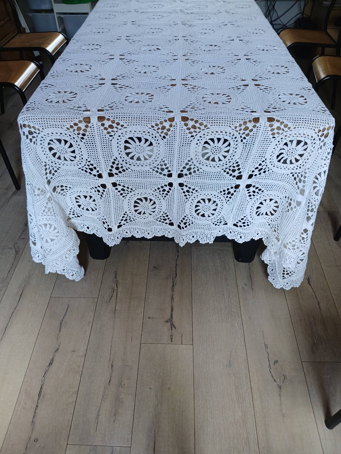 Dessus de lit ancien en crochet fait main