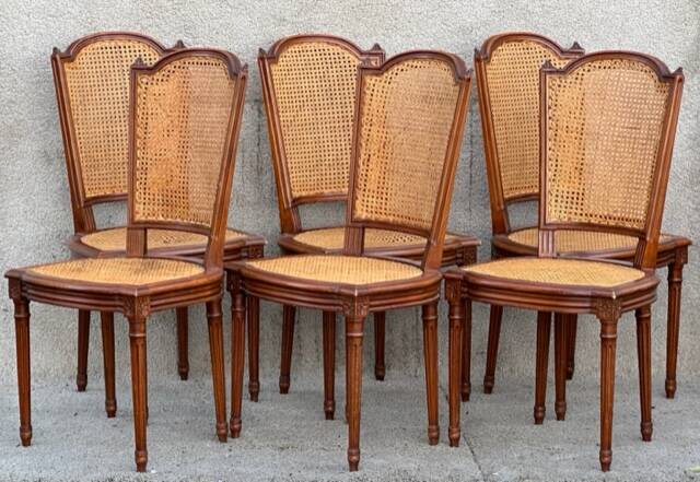 6 chaises cannées