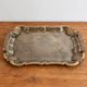 Vintage silver and gold metal serving tray – Grape cluster decoration – 36 cm