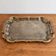 Vintage silver and gold metal serving tray – Grape cluster decoration – 36 cm