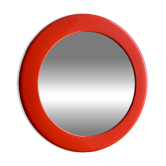Syla vintage orange plastic round mirror