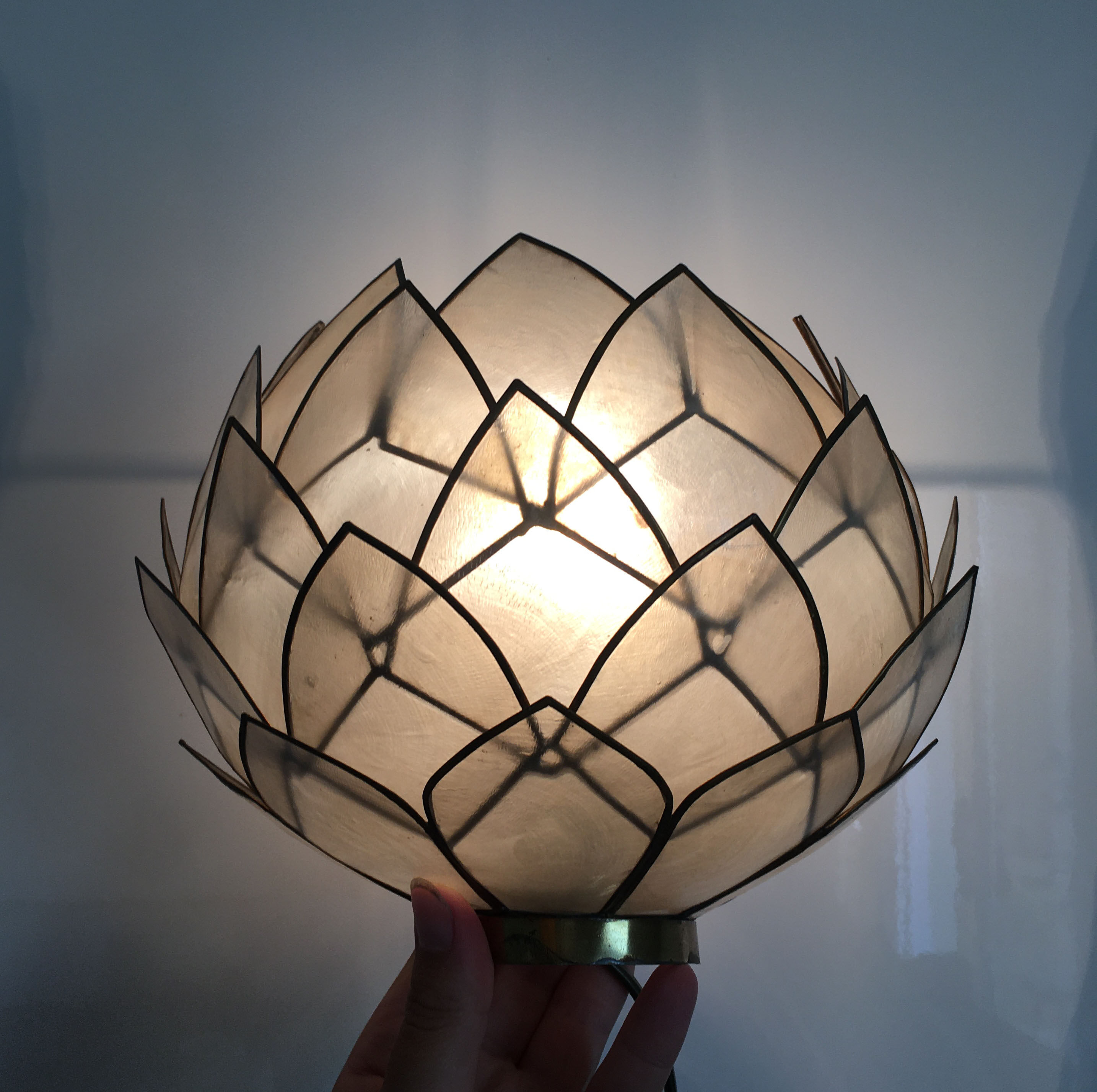 Wall lamp in vintage mother-of-pearl petals