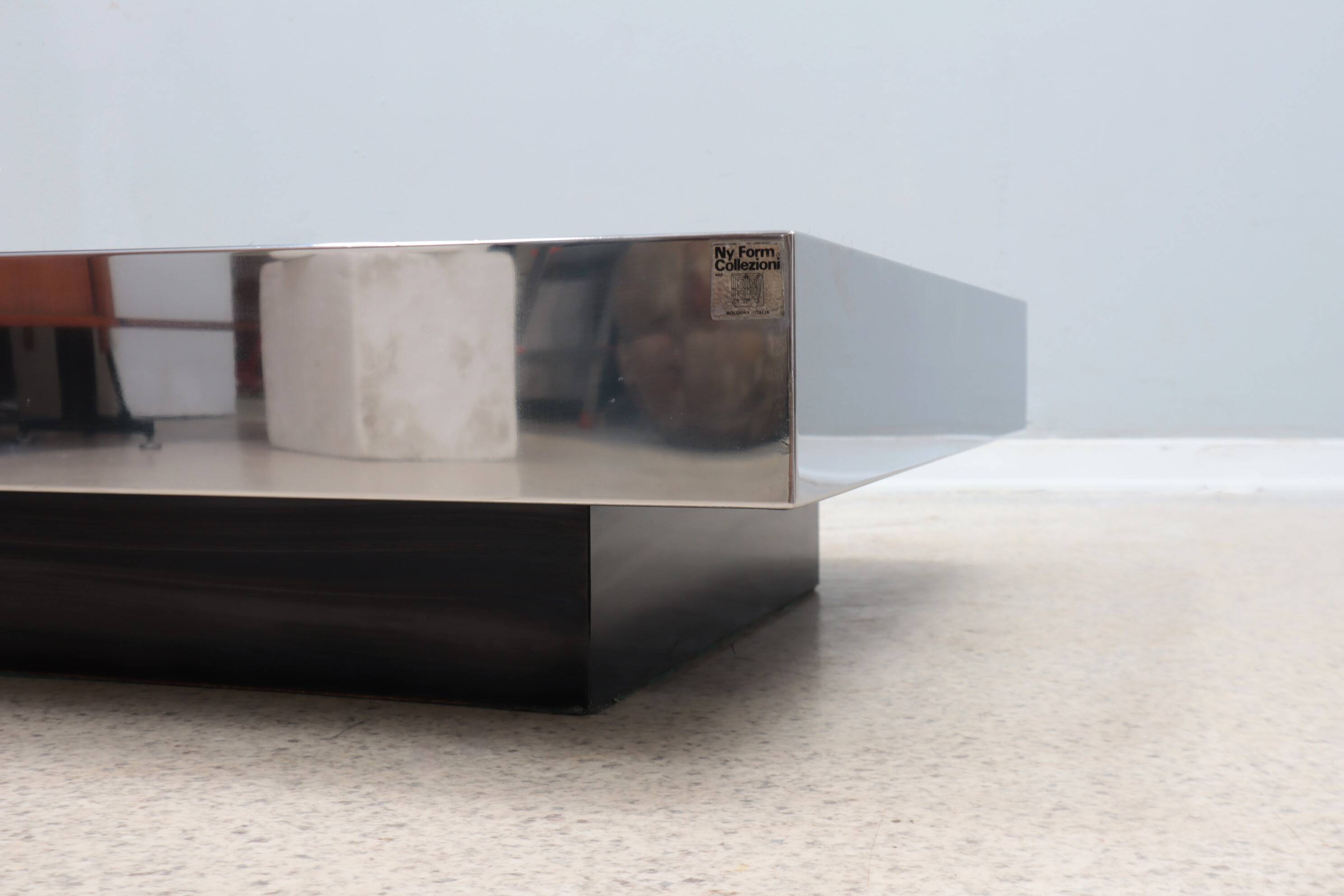 Mirrored glass low coffee table ny form 1960s