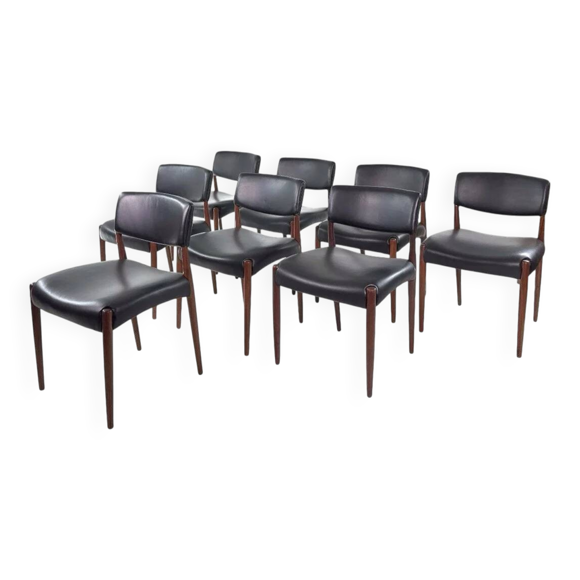 Ensemble de 8 chaises en teck danois par Aksel Bender Madsen et Ejnar Larsen