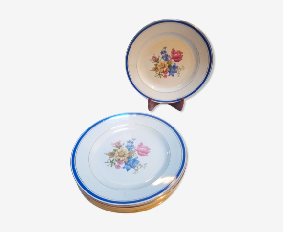 8 assiettes plates Dolly, Digoin Sarreguemines