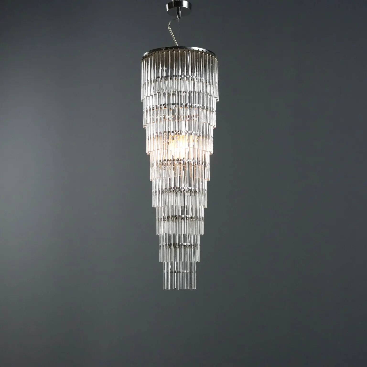 Vintage transparent glass pendant, Italian design, 1990s.