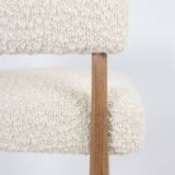 Pair of blond beech bar stools. Contemporary work.