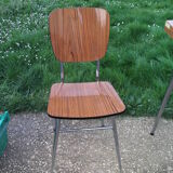Table and its 2 chairs in brown formica Supermatic