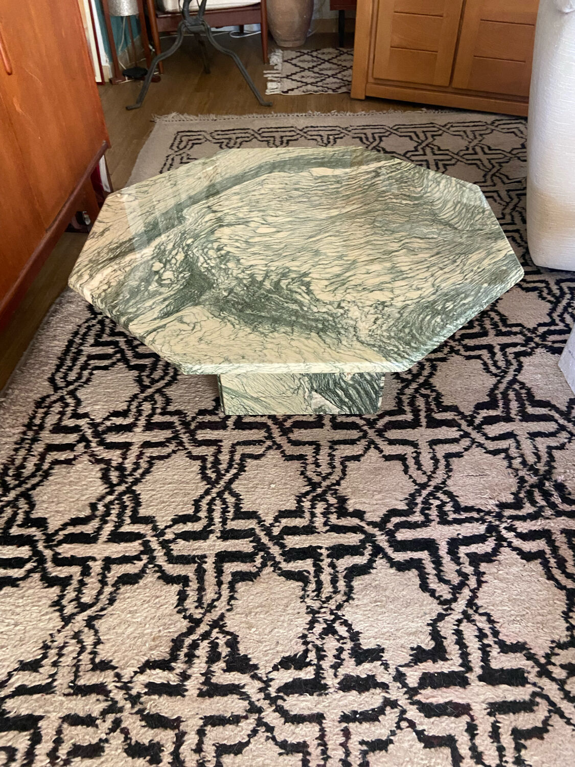 Octagonal marble coffee table