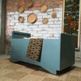 Baby bed caravan vintage 50s blue cloudy