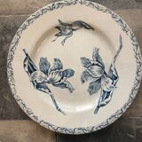 Assiette terre de fer Lunéville série tulipe bleue
