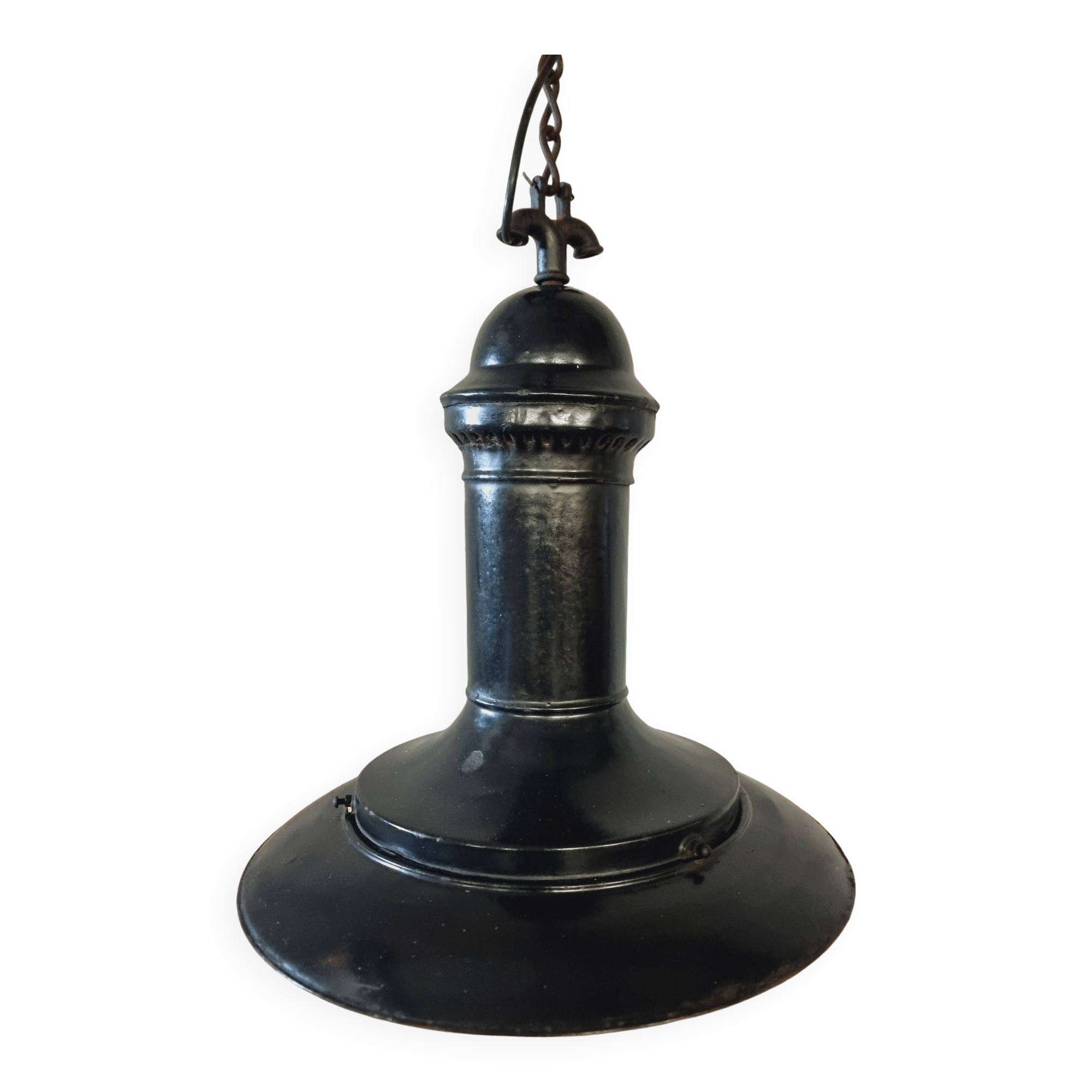 Philips antique black enamel pendant lamp diam 50 cm