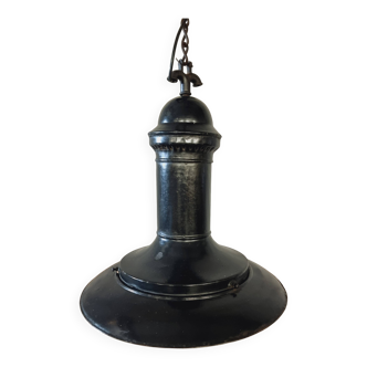 Lampe à suspension Philips antique émail noir diam 50 cm