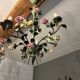 metal chandelier and porcelain flowers