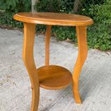 Sellette art déco ronde en bois massif 1950