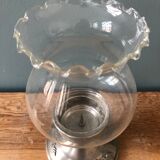 Pair of photophores candlesticks in tin and glass