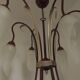 French vintage 6 arm brown & silver toleware chandelier opaque glass shades 3861