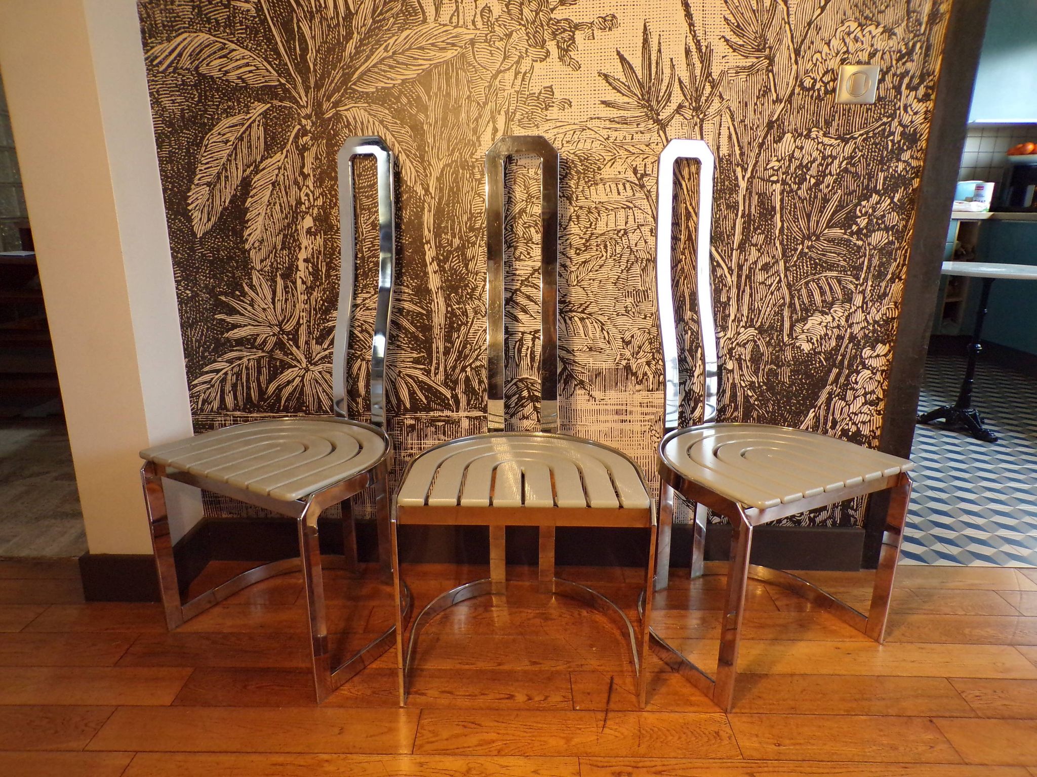Set 3 chaises repas Allmilmö métal chromé