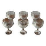 5 vintage fruit pattern glass ice cream cups