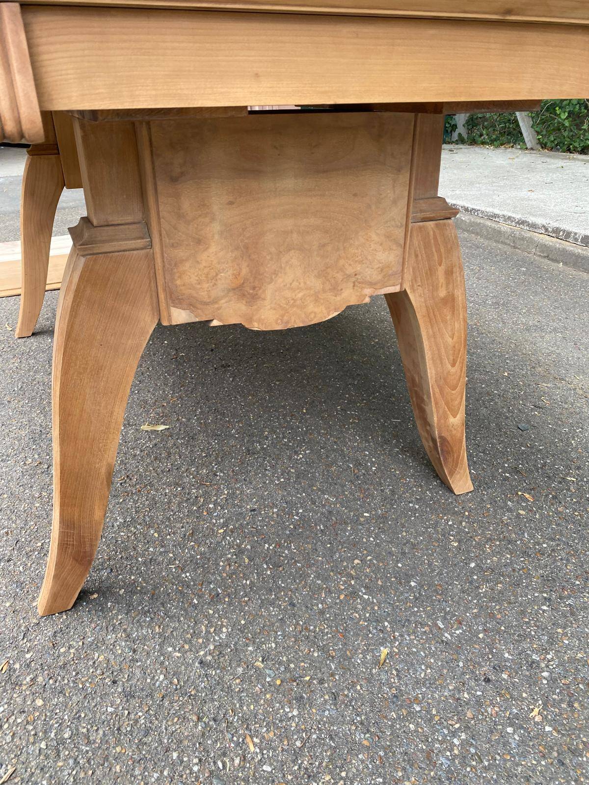 Renovated 1950s wooden Art Deco extendable dining table.
