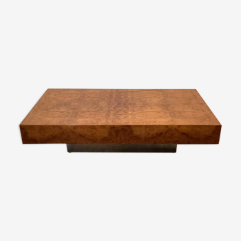 Rectangular elm magnifying glass coffee table, c. 1980