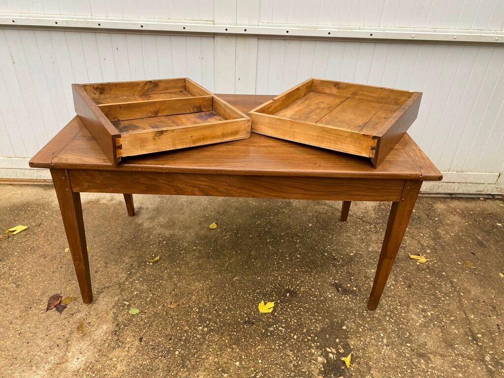 Solid oak dining farmhouse table with 2 drawers 1950 135x75x72cm