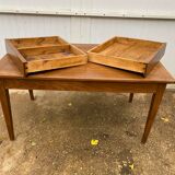 Solid oak dining farmhouse table with 2 drawers 1950 135x75x72cm