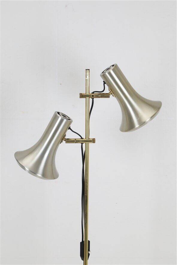 Lyskær Belysning double spot floor lamp / reading lamp / brass / 1970s / Danish modern design