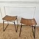 Pair of Raoul Guys stools for Airborne in wicker 1950
