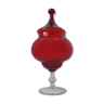 Bonbonnière en verre soufflé rouge et transparent