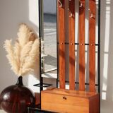 Vestiaire d’entrée vintage – Meuble à patères, miroir et rangements