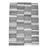 White & Black Striped Oversize Kilim Rug, 206x304Cm