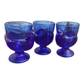 Lot de 3 coquetiers en verre vintage